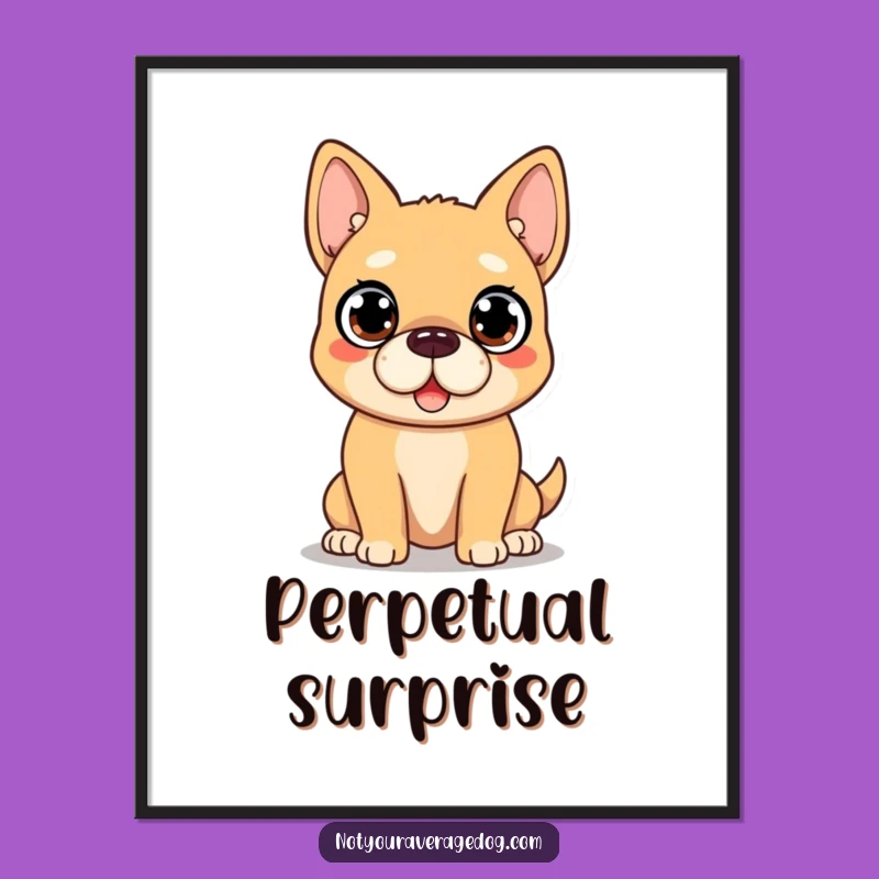 Funny Surprised Dog Poster: Wide-Eyed Shock Art Print, Perfect Gift
