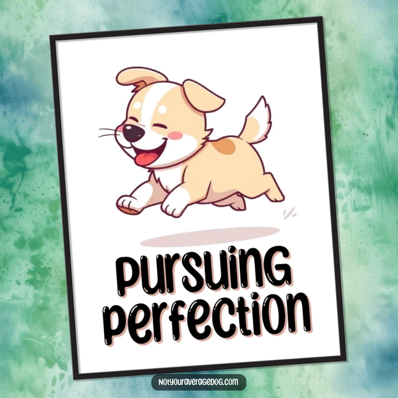 Funny Dog Tail Chasing Poster: A dog's erratic and joyful movements while chasing its own tail.