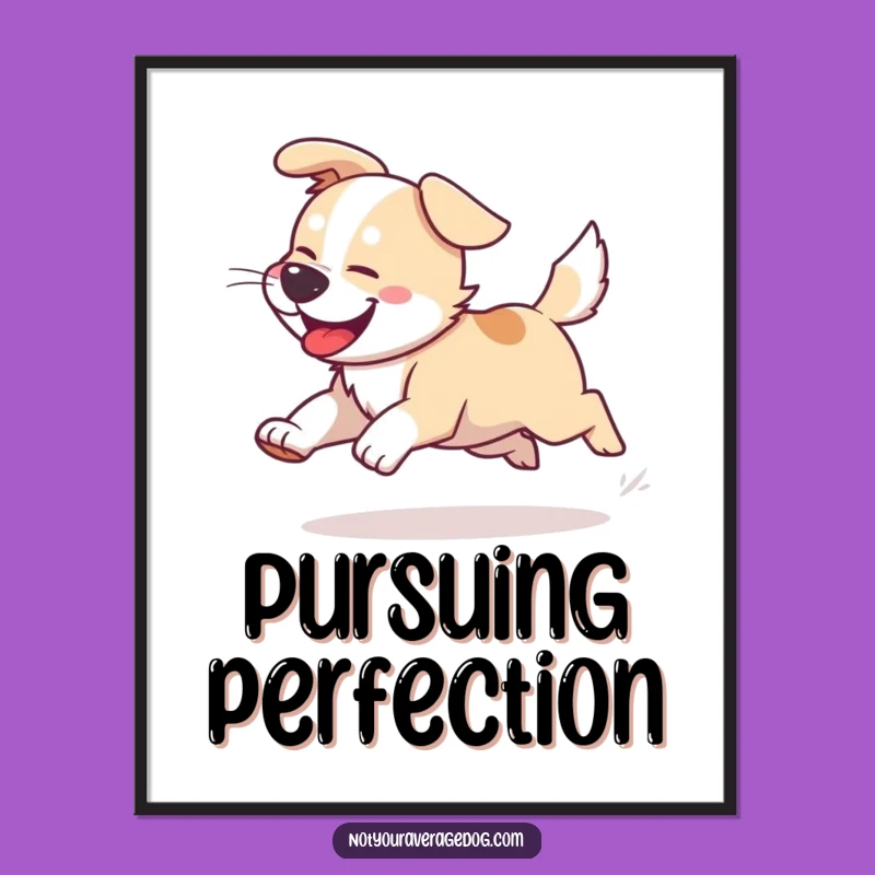 Funny Dog Tail Chasing Poster: Joyful Erratic Canine Art