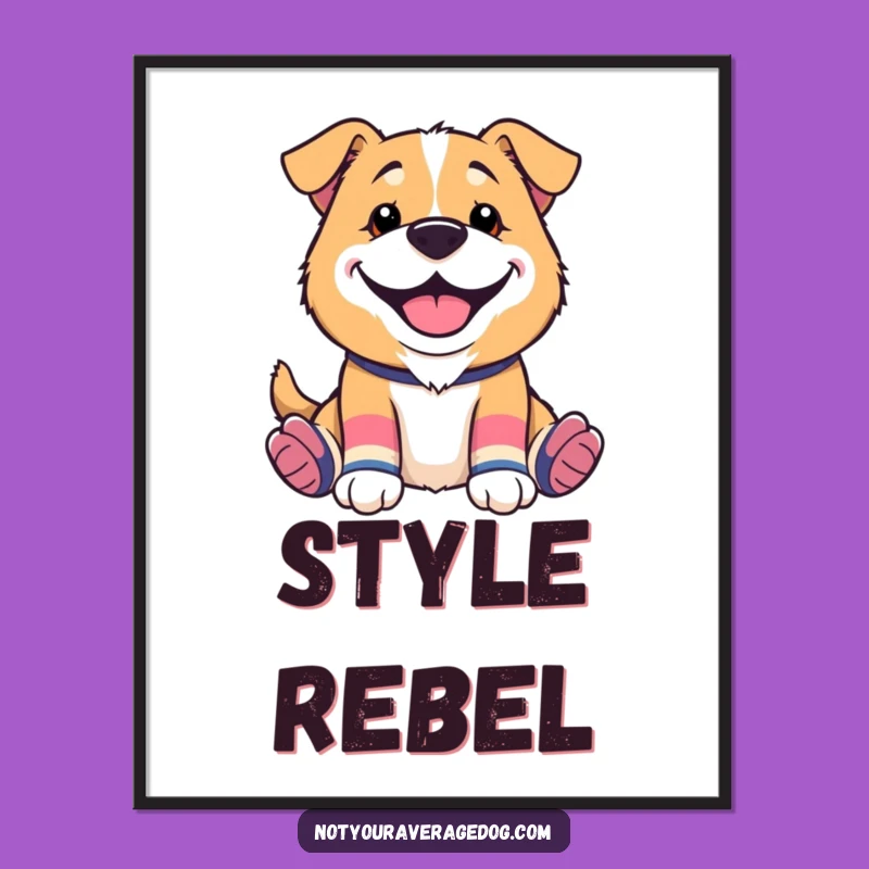 Funny Mismatched Socks Dog Poster: Quirky Wall Decor