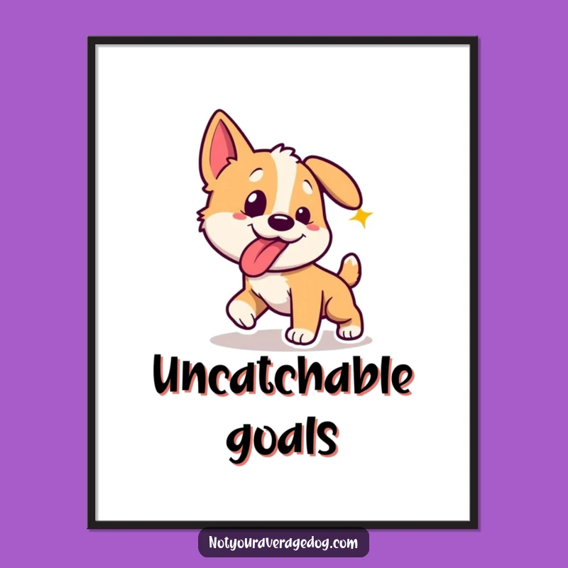 Funny Dog Laser Chase Poster: Dynamic Wall Art for Playful Spaces