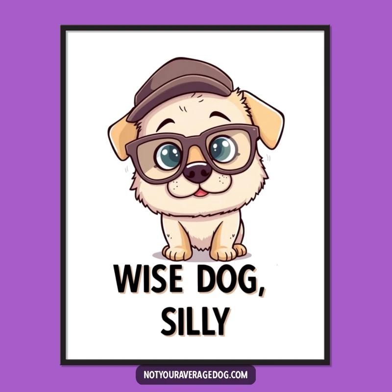 Funny Dog Glasses Poster: Whimsical and Hilarious Wall Art!