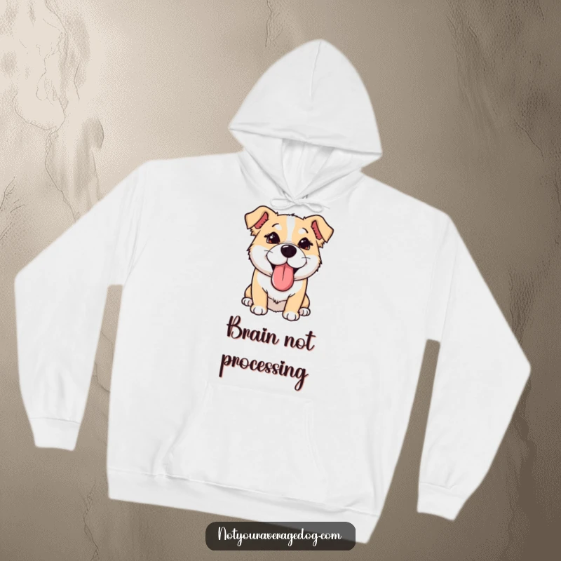 Funny Hoodie: Dog with tongue sticking out sideways and eyes crossed, a warm and humorous design for ultimate comfort and silly vibes.