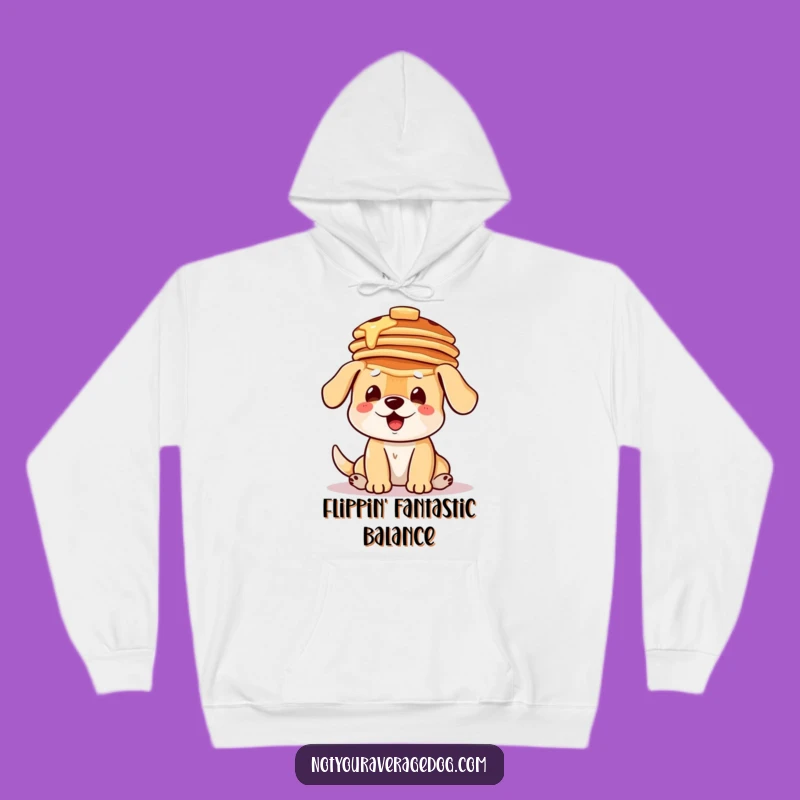 Cozy Funny Balancing Dog Pancakes Hoodie - Warm Cuddles & Laughs