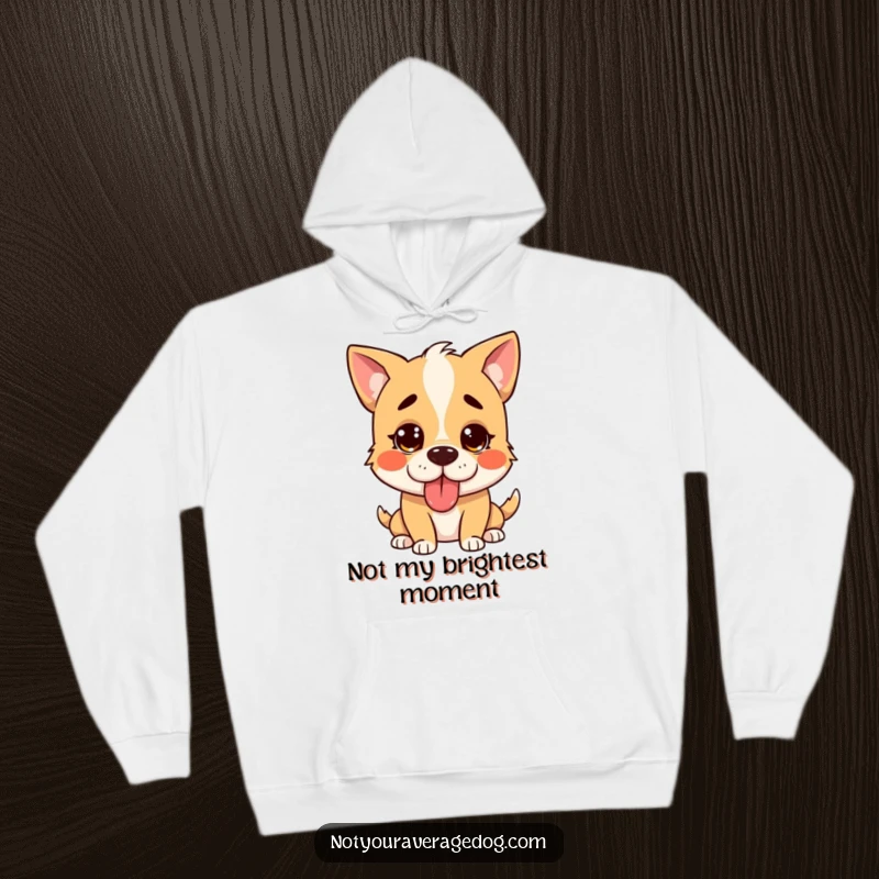 Funny confused dog hoodie, a silly dog with tongue sticking out in a bewildered state, perfect gift.