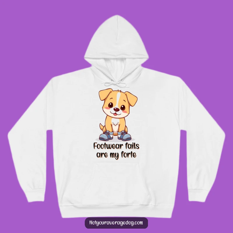 Funny Dog Mismatched Shoes Hoodie: Cozy & Comedic Clumsy Canine Apparel