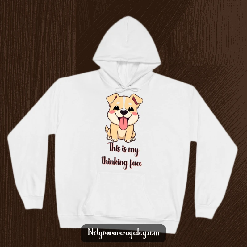 Funny hoodie featuring a dog making a silly, tongue-out face. Soft, warm, and packed with canine comedy.