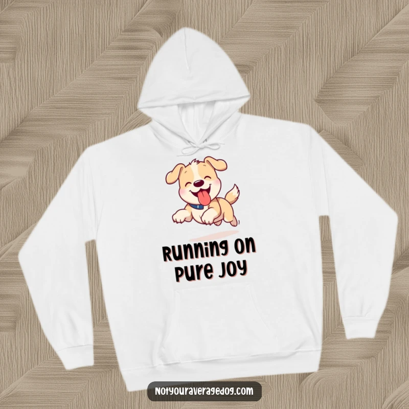 Funny Tongue Out Dog Hoodie: Dog running with its tongue out playfully, offering cozy comfort and humor.