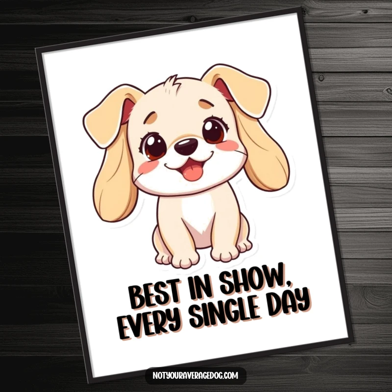 Funny Free Printable Wall Art of a dog with extremely expressive and comically oversized, flapping ears.