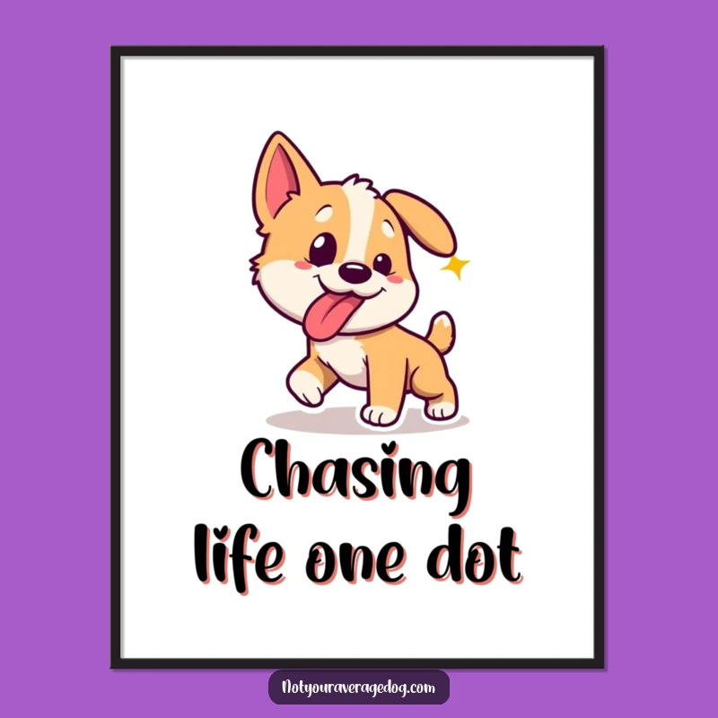 Funny Free Printable Wall Art: Laser Dot Dog Chase - Humorous Downloadable Decor