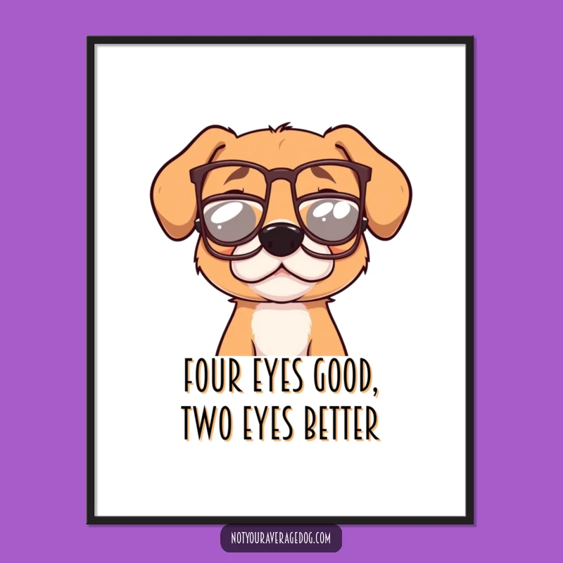 Funny Printable Wall Art: Dog with Glasses, Hilarious Free Downloadable Decor for Dog Lovers