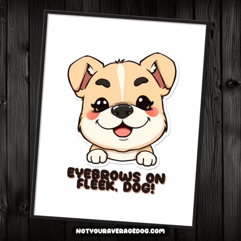 Funny Free Printable Wall Art: A dog with wonderfully squiggly eyebrows and a massive smile radiates pure, infectious happiness.