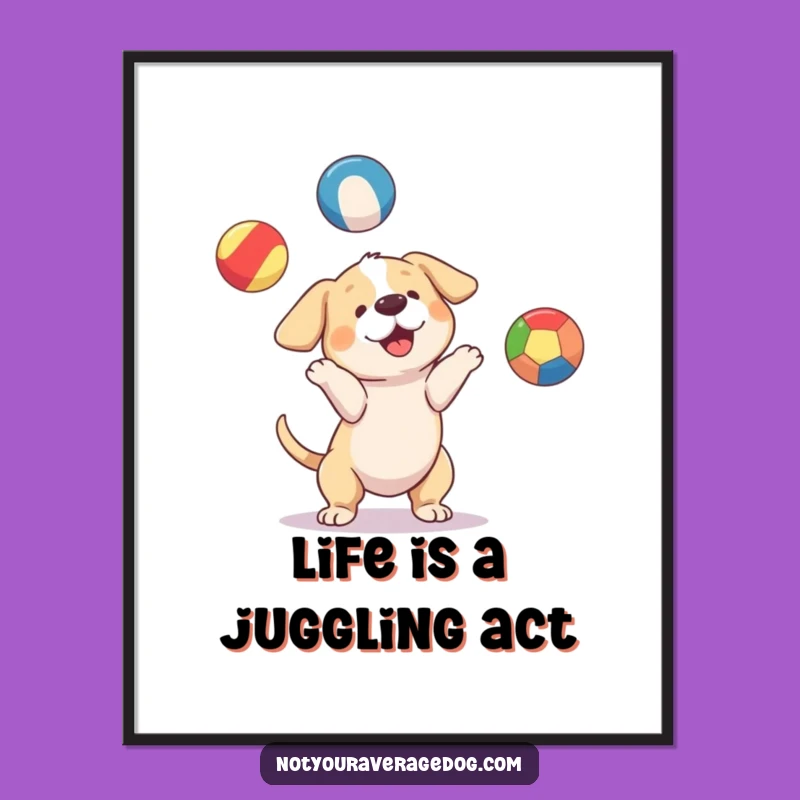 Free Printable Juggling Dog Wall Art - Funny Downloadable Decor!
