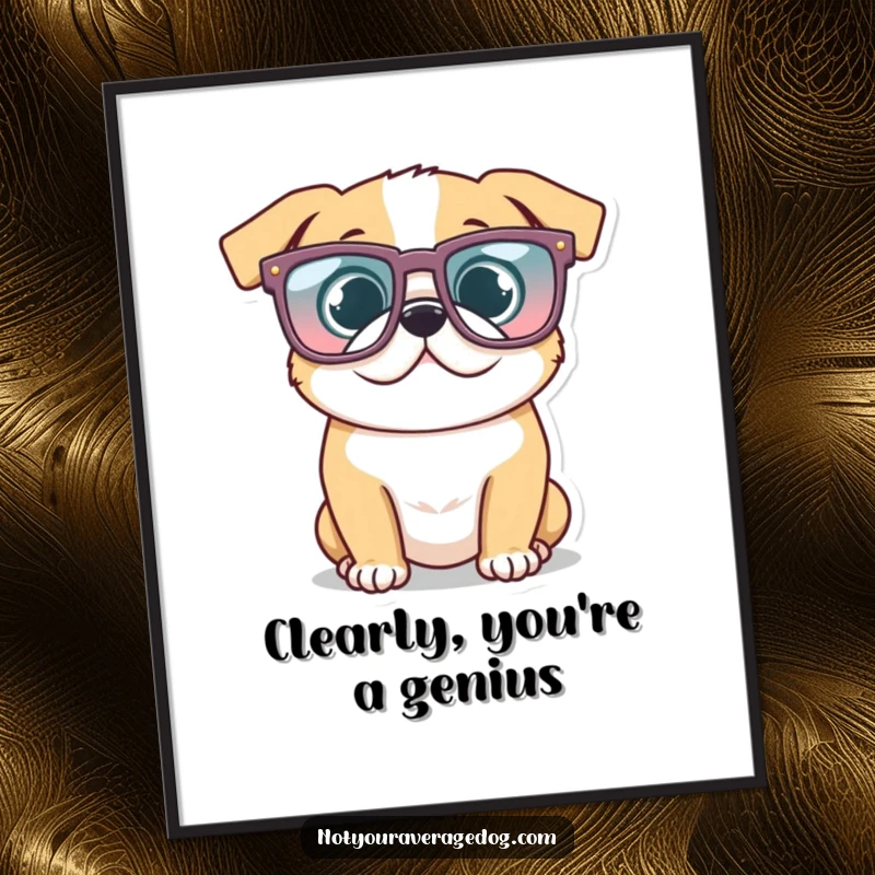 Funny Free Printable Wall Art: A dog wearing oversized, comically shaped glasses, bringing a smile to any room.