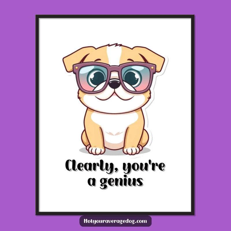 Free Printable Wall Art Funny Dog Oversized Glasses Downloadable Quirky Decor