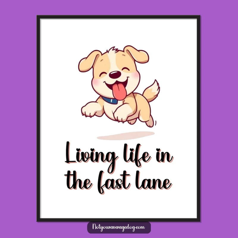 Free Printable Wall Art Funny Dog Tongue Out Running Downloadable Playful Decor