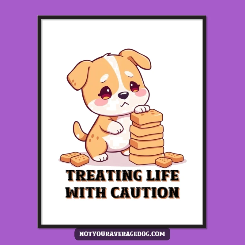 Funny Free Printable Wall Art: Confused Dog Treat Balance - Humorous Downloadable Art