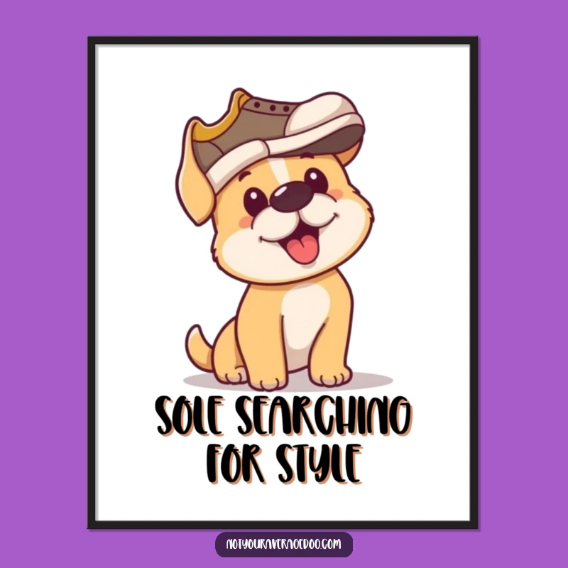 Funny Free Printable Wall Art: Determined Dog in Shoe Hat, Hilarious Pet Decor, Downloadable Art