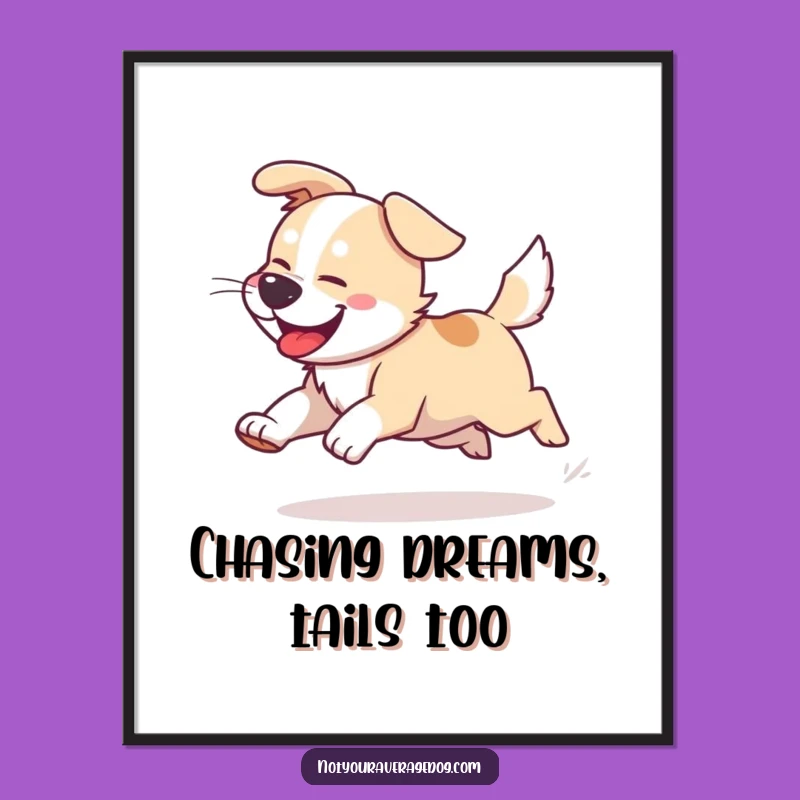 Funny Free Printable Wall Art: Dog Chasing Tail - Energetic Canine Art Downloadable Decor!