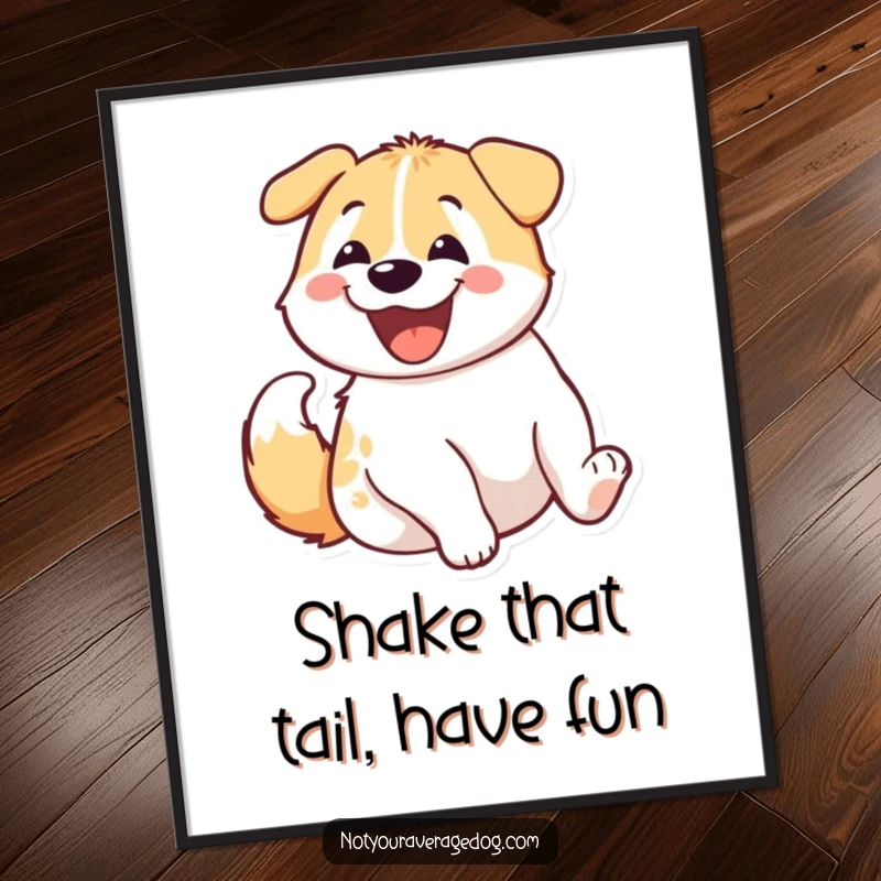 Funny Free Printable Wall Art: A dog's rear end is captured mid-wiggle with ecstatic energy and a massive smile.