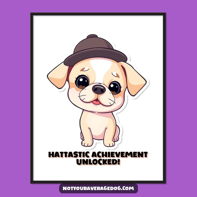 Free Printable Wall Art: Dog in Hat - Hilarious Downloadable Decor for a Stylish Space