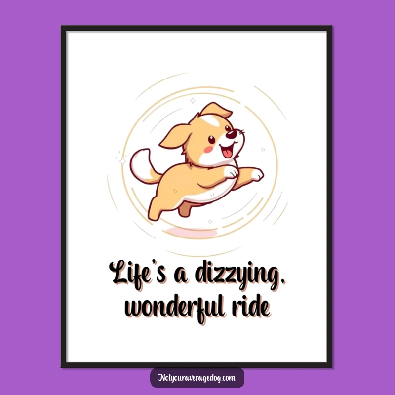 Funny Free Printable Wall Art: Dizzy Dog Tail Chase, Quirky Downloadable Decor
