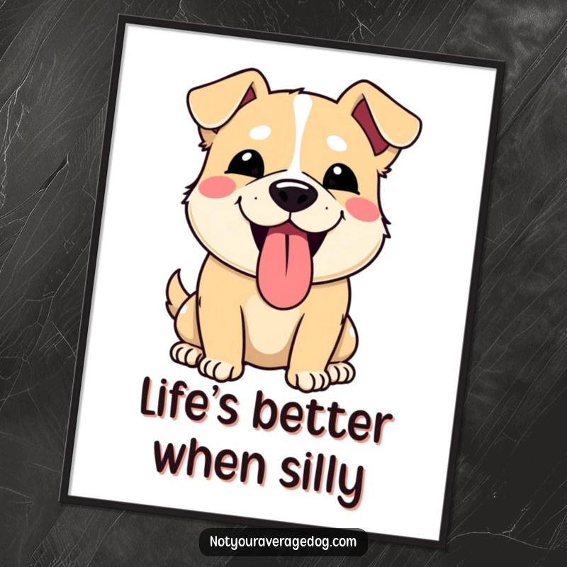 Funny Free Printable Wall Art: A dog pulling a silly face, tongue out, for a humorous decorative piece.