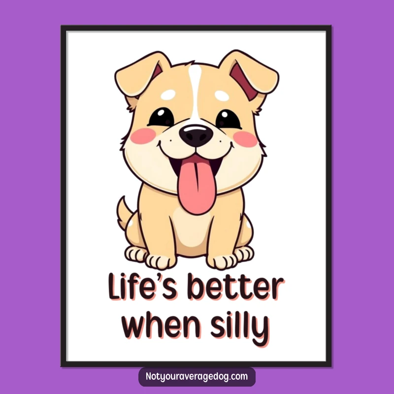 Funny Free Printable Wall Art: Dog Face Tongue Out, Quirky Downloadable Decor