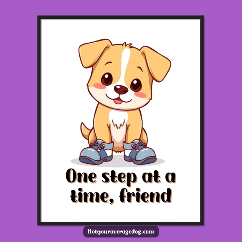 Funny Free Printable Wall Art: Clumsy Dog Mismatched Shoes, Quirky Downloadable Decor