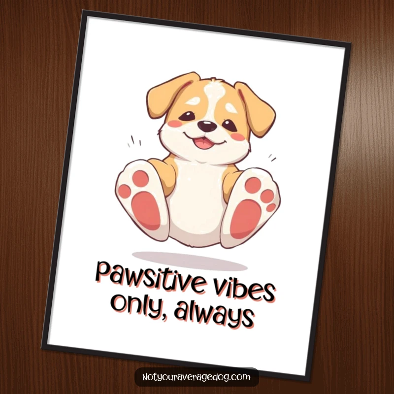 Funny Free Printable Wall Art of a dog tripping over its paws and bouncing back up, ready for laughs. Hilarious downloadable decor.