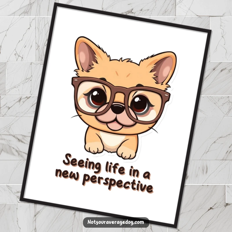 Funny Free Printable Wall Art: A dog comically dressed in oversized glasses, bringing a humorous and fashionable vibe to your space.