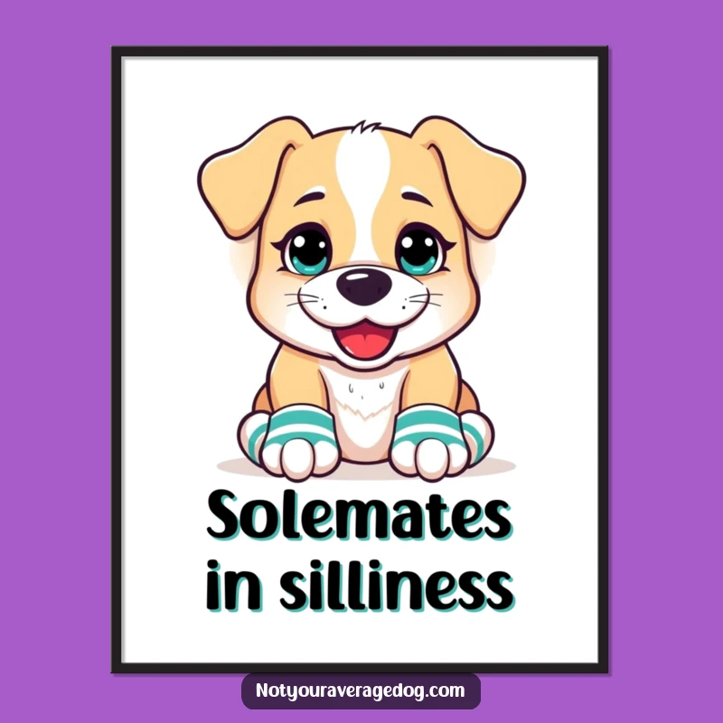 Free Printable Goofy Dog Wall Art: Mismatched Socks, Hilarious Grin, Funny Downloadable Art