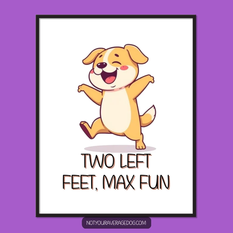 Funny Free Printable Wall Art: Clumsy Dancing Dog, Hilarious Decor, Downloadable Dog Art