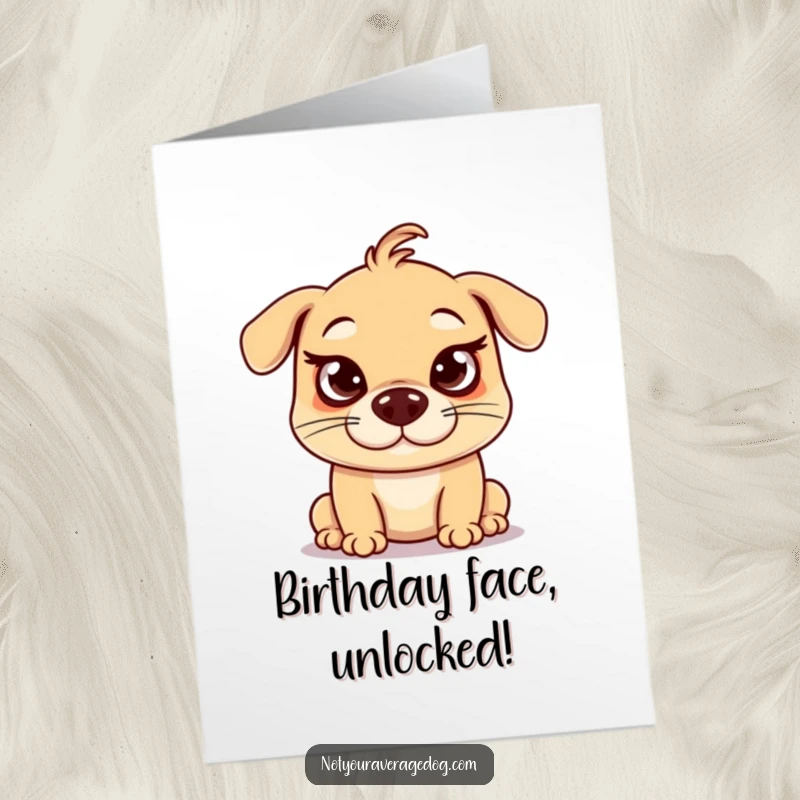 Funny Free Printable Birthday Card featuring a silly dog with comically crossed eyes and an exaggerated face.