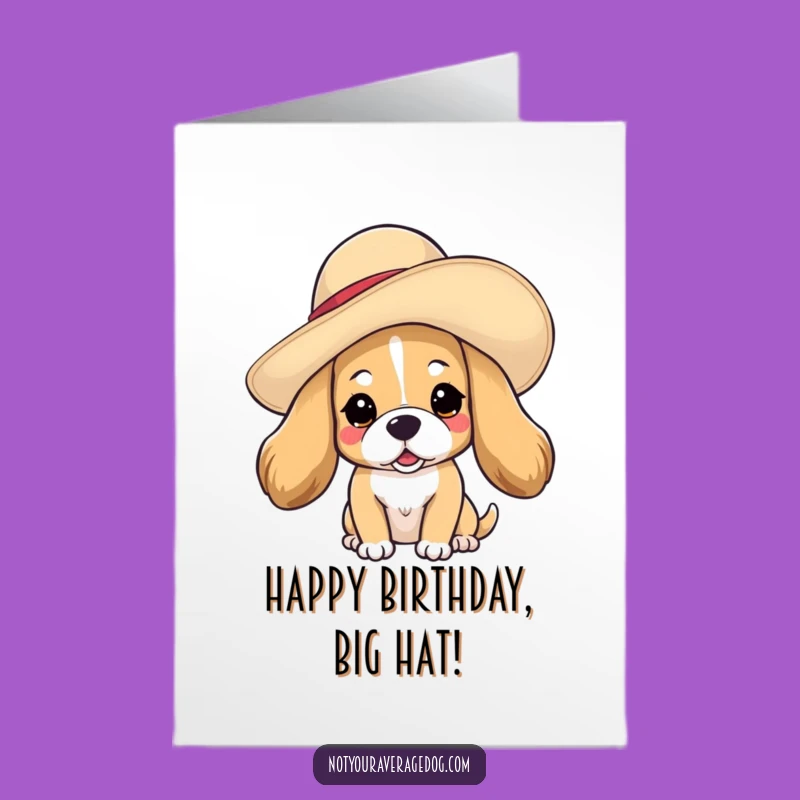 Free Printable Birthday Card: Dog in Hat Funny Birthday Gift Download