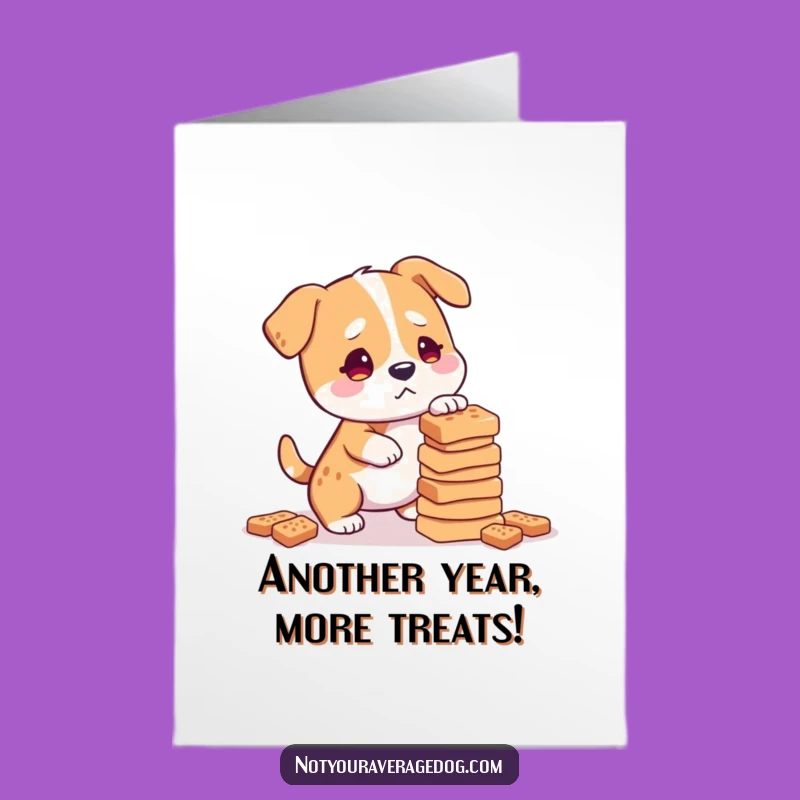 Funny Free Printable Birthday Card: Confused Dog Treat Balance - Hilarious Downloadable Gift