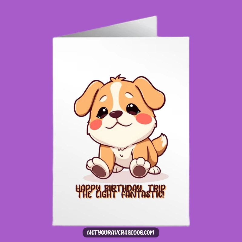 Free Printable Birthday Card: Tripping Dog Funny Comical Expression Downloadable Gift