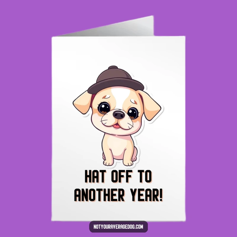 Free Printable Birthday Card: Dapper Dog in Hat - Funny Downloadable for Fashionable Celebrations