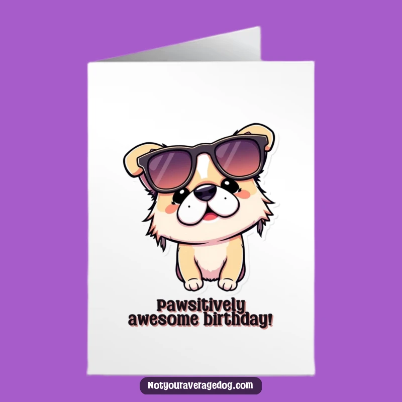 Free Printable Birthday Card: Silly Dog Upside Down Sunglasses - Funny Dog Downloadable Gift