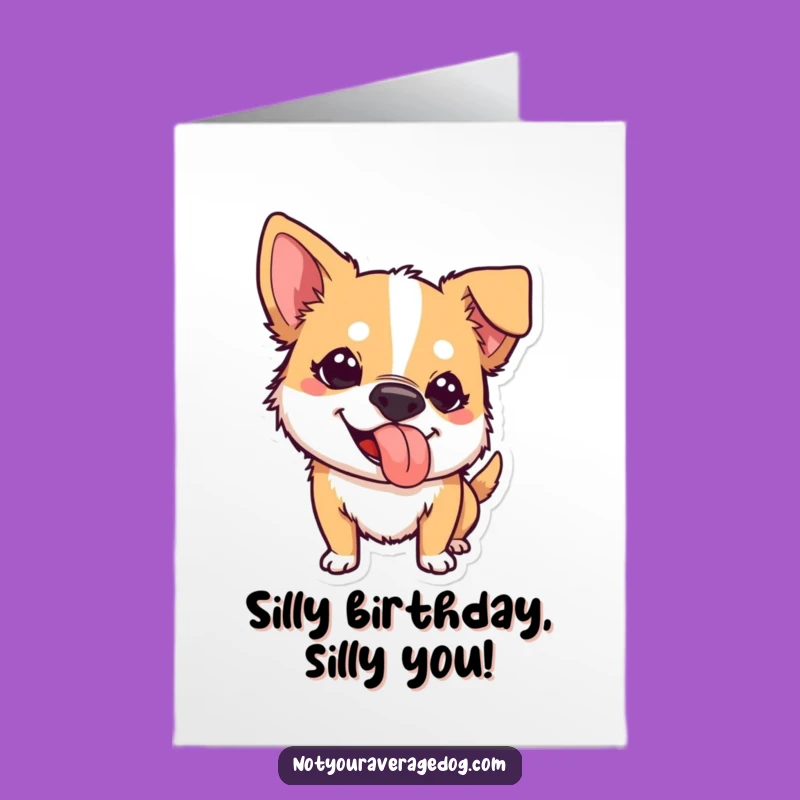 Free Printable Birthday Card: Mischievous Dog Tongue Out - Downloadable Funny Gift