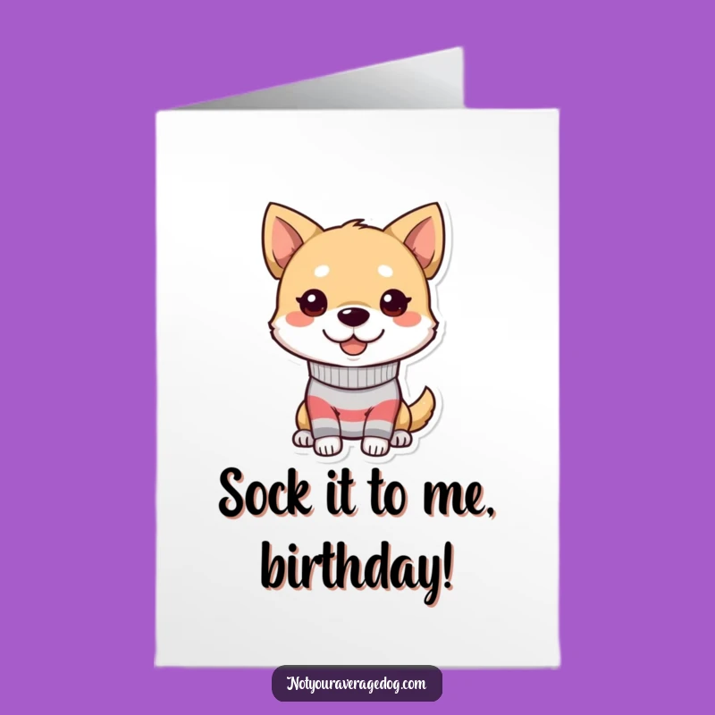 Free Printable Birthday Card: Goofy Dog Mismatched Sock Funny Downloadable Gift