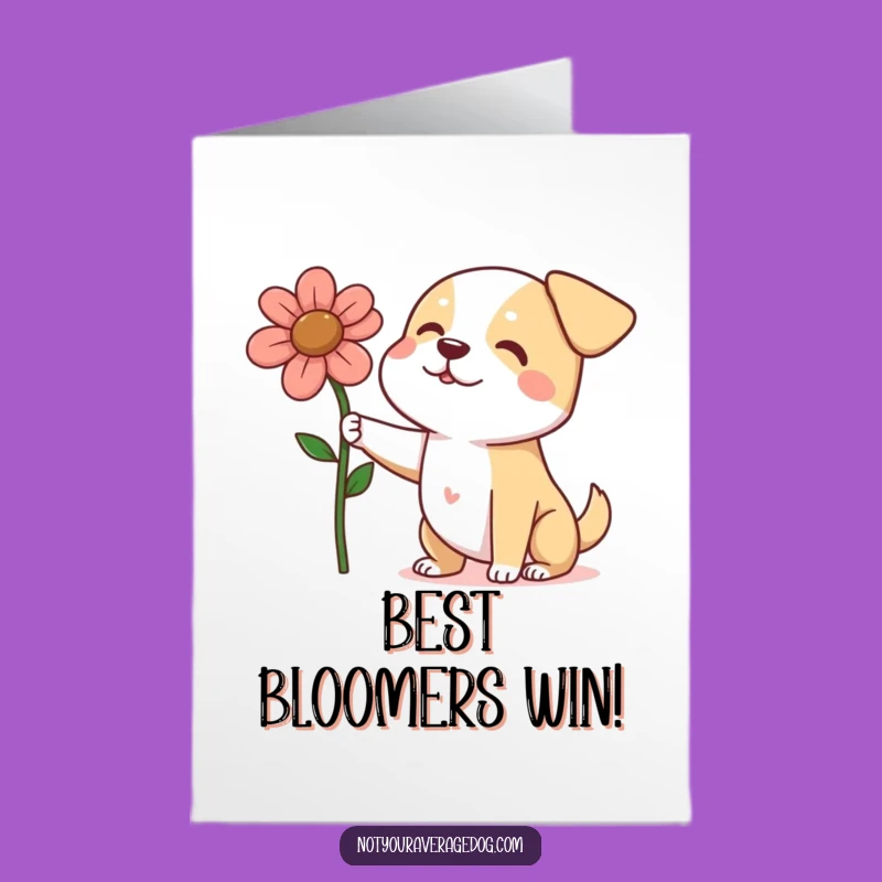 Free Printable Congrats Card: Dog's Flower Gift, Humorous Downloadable Gift for Winners