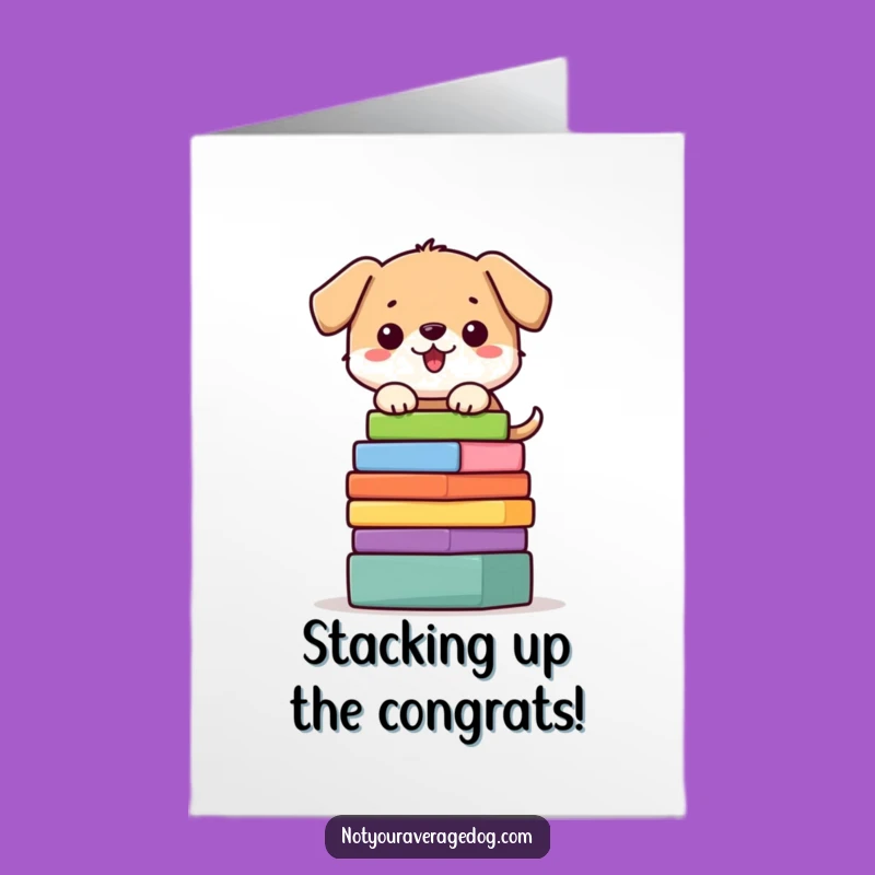 Free Printable Congrats Card: Dog Blocks Balance Funny Downloadable Gift