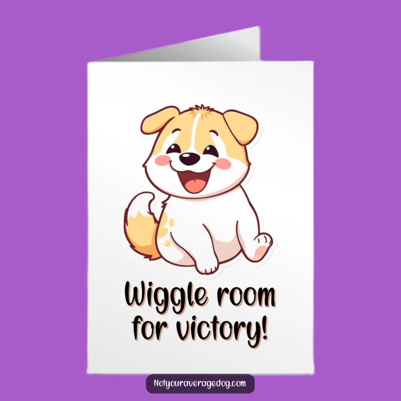 Free Printable Congrats Card: Excited Dog Butt Wiggle, Humorous Downloadable Gift for Winners