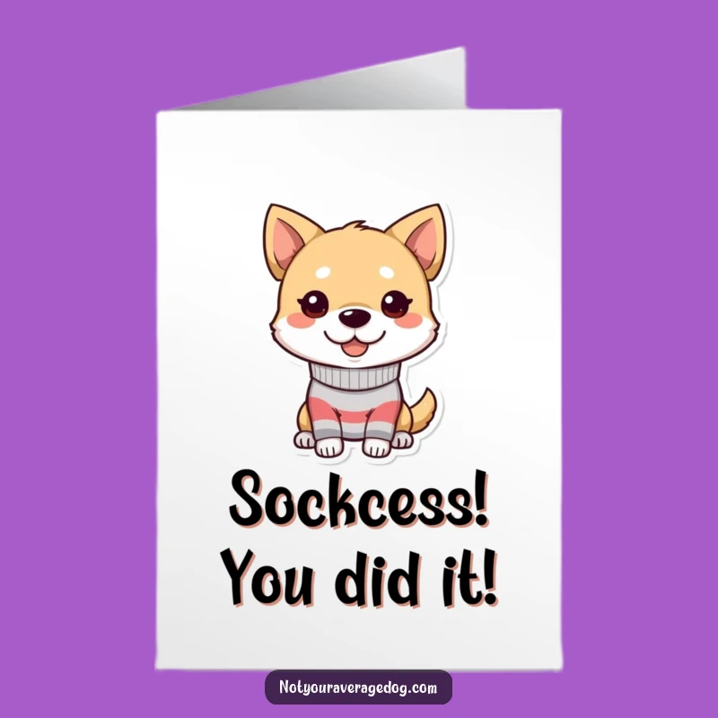 Free Printable Congrats Card: Goofy Dog Mismatched Sock Funny Downloadable Gift