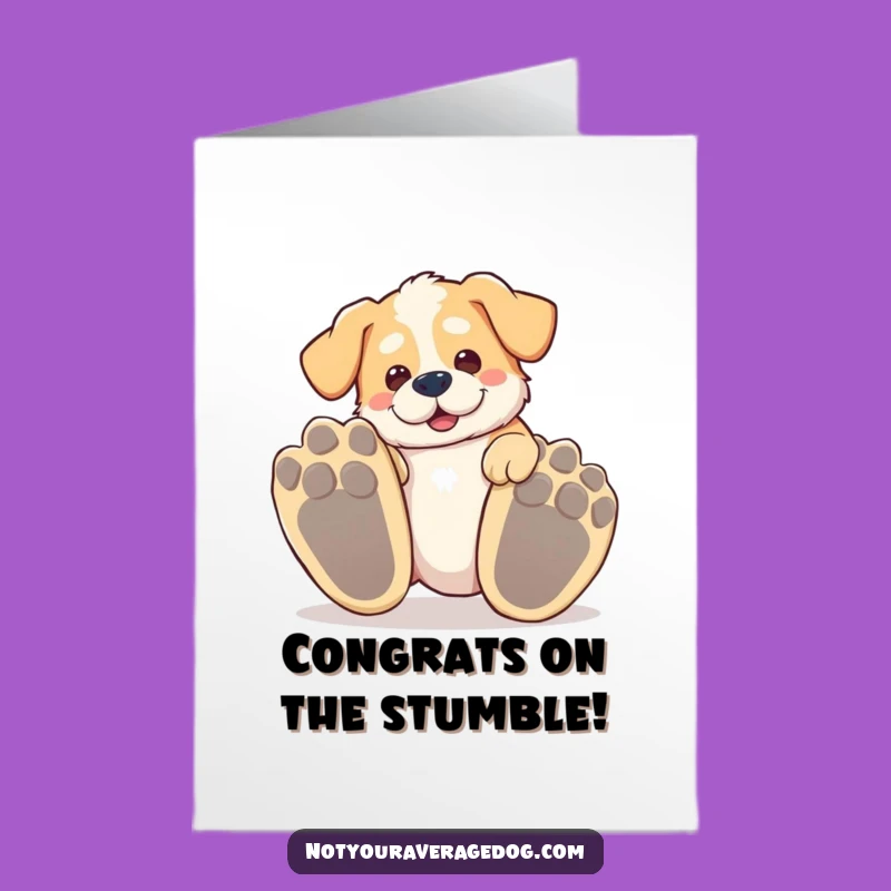 Free Printable Congrats Card: Tripping Dog Funny Downloadable Gift