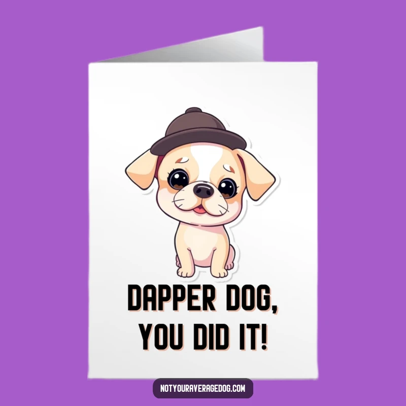 Free Printable Congratulations Card: Stylish Dog in Hat - Hilarious Downloadable for Smart Achievements