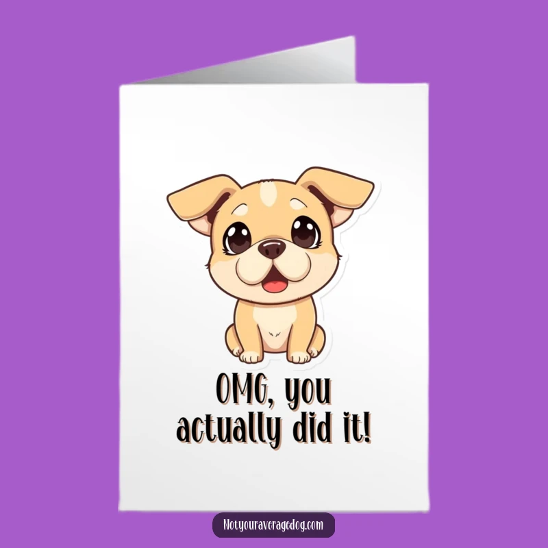 Free Printable Funny Congrats Card: Surprised Dog Ears - Downloadable Humorous Reaction