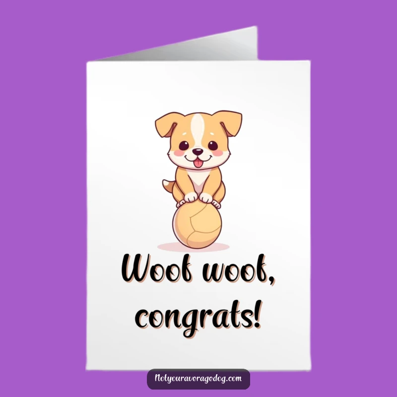 Free Printable Balancing Dog Congrats Card - Amazing Feat Downloadable Greeting for Success