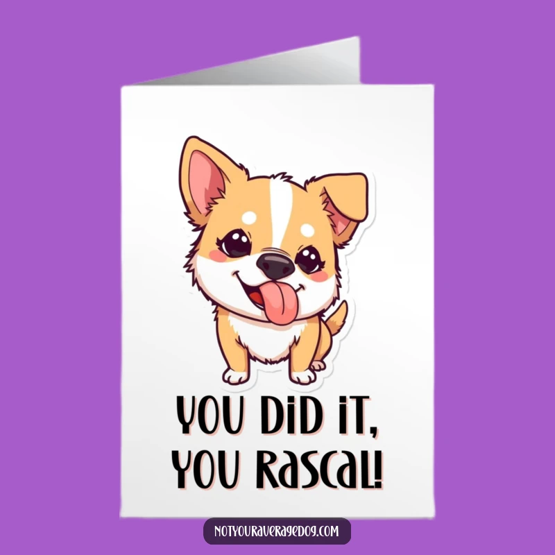 Free Printable Congratulations Card: Goofy Dog Tongue Out - Downloadable Funny Gift